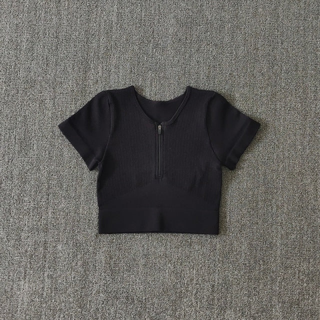 Callie - Short Sleeve Yoga Crop Top